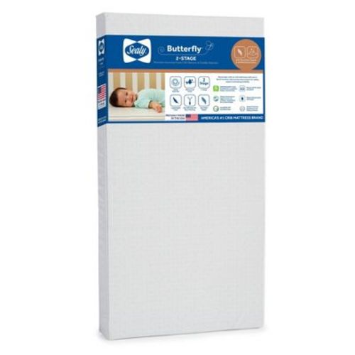 Sealy Butterfly Antibacterial 2-stage Foam Crib And Toddler Mattress