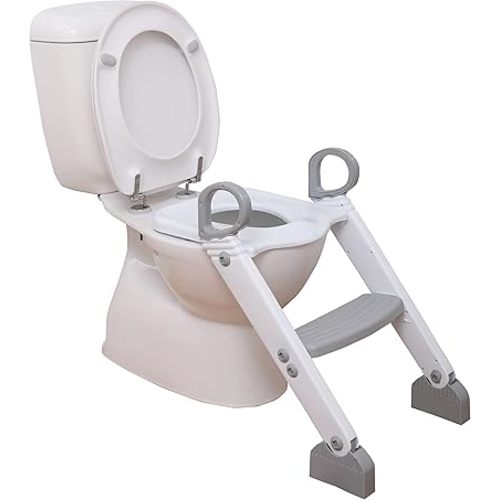 Dreambaby Toddler Toilet Seat with Steps - Adjustable Potty Seat with Steps & Splash Guard, Potty Seat with Ladder, Ergonomic Handles, Non-Slip Pads, Fits Most Toilets,Potty Training Seat Potty Ladder