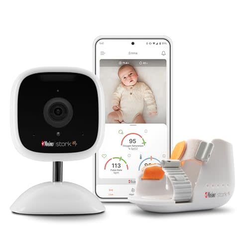 Masimo Stork Vitals+ - FDA Cleared Smart Baby Monitoring System (Boot + Sensor + Camera + App), Monitors Pulse Rate, Oxygen Saturation & Skin Temp