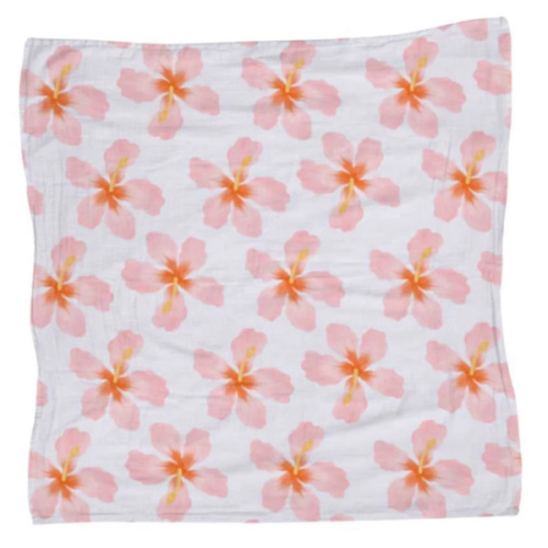 47in Scattered Hibiscus Muslin Blanket