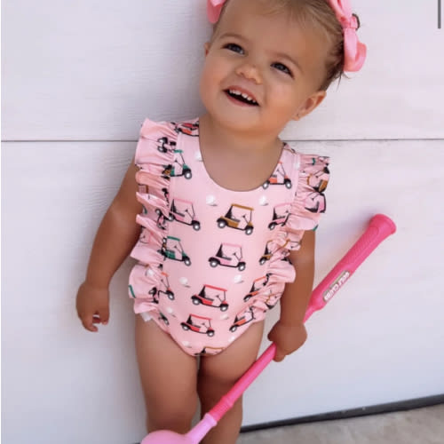 Pink Golf Cart / Monaco Swimsuit / UPF 50+ – SpearmintLOVE
