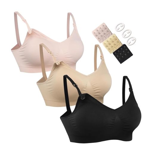 HOFISH Maternity Nursing Bras for Breastfeeding Comfort Seamless Wirefree Pregnancy Bras S-XXL with Bra Extenders & Clips