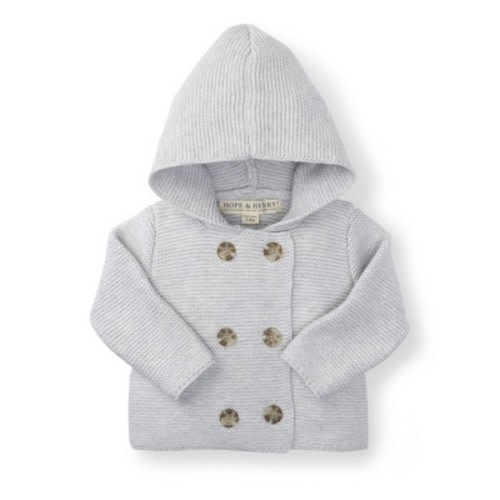 Hope & Henry Baby Faux Fur Hooded Sweater, Color: Light grey heather, Size: 3-6 months