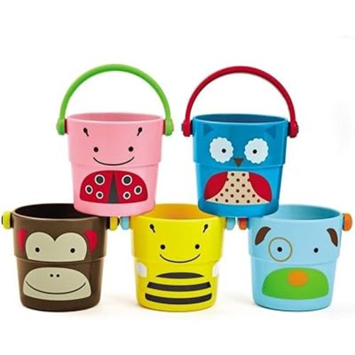 Skip Hop Baby Bath Toy, Zoo Stack & Pour Buckets