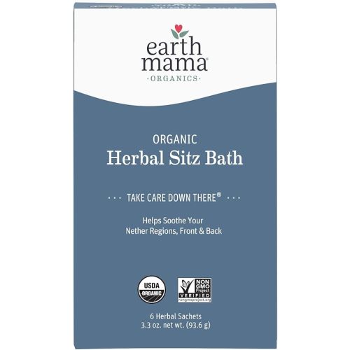 Earth Mama Organic Herbal Sitz Bath | Pregnancy & Postpartum Care, Soothing Sitz Bath for Hemorrhoids Recovery with Witch Hazel, & Calendula, 6-Count
