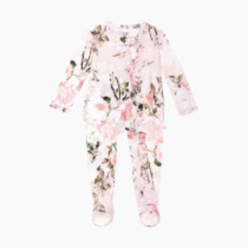 Posh Peanut Footie Ruffled Zippered One Piece - Vintage Rose Pink, 0-3 Months