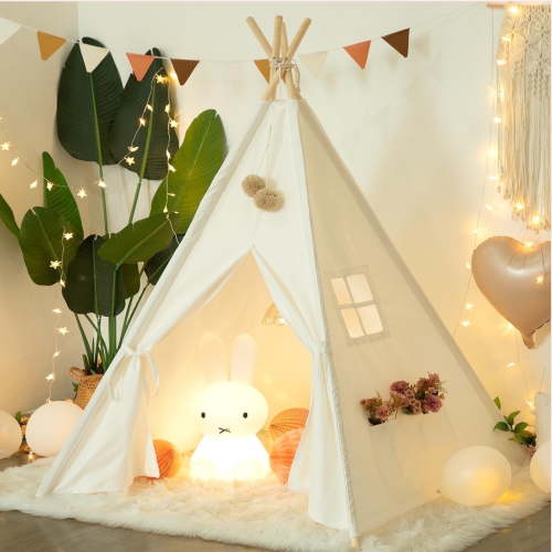 PUCACHI Cotton Canvas Washable Foldable Kids Tent, Indoor and Outdoor Play Tent for Boys and Girls(1.6m)