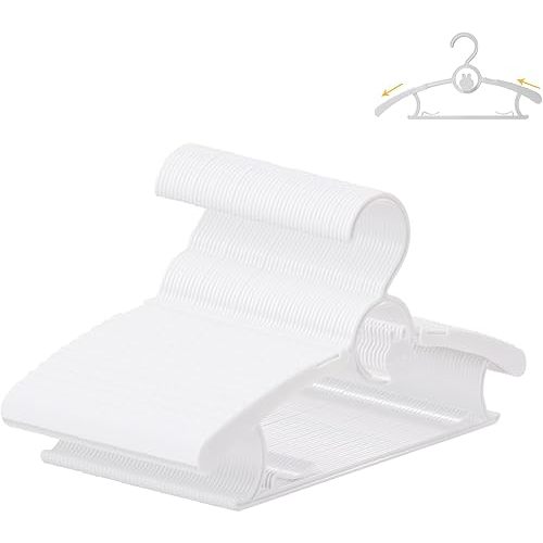 50 Pack Baby Hangers, 11"-14" Adjustable Infant Hanger, Non-Slip Kids Hanger, Space Saving Plastic Hangers for Girl Boy Toddler Kids Child (White)