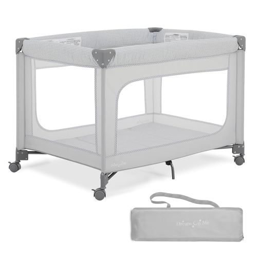 Dream On Me EZGo Portable Playard in Grey, Compact Easy to Fold and Travel Baby Playard, Breathable Mesh Sides, Carry Bag Included