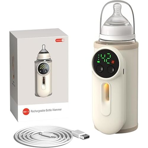 Fast Heating Portable Bottle Warmer for Travel,Monitor Milk Volume,Leak-Proof,Fast Charging&Cordless,Can Use While Charging,Keep Nutrition Bottle Warmer on The Go