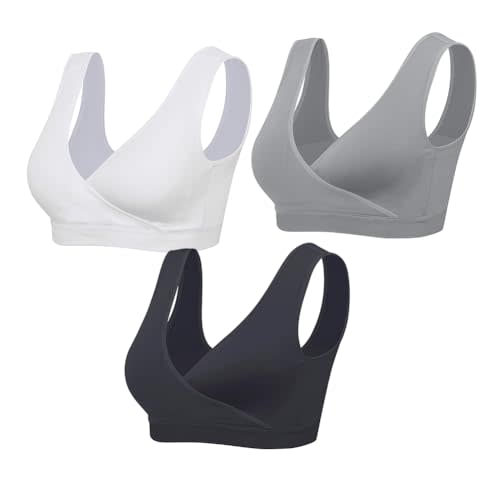 Lemef Nursing Sleep Bras Wirefree Maternity Breastfeeding Bras 3 Pack