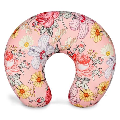 Pink Floral Nursing Pillow Cover, Stretchy Removable Nursing Covers for Newborn Breastfeeding Pillows, Breastfeeding Pillow Slipcover for Baby Girls and Boy