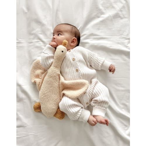 Handmade goose teddy, goose toy, boucle goose, boucle toy, newborn comforter, goose soft toy, newborn accessories, photo prop, nursery decor