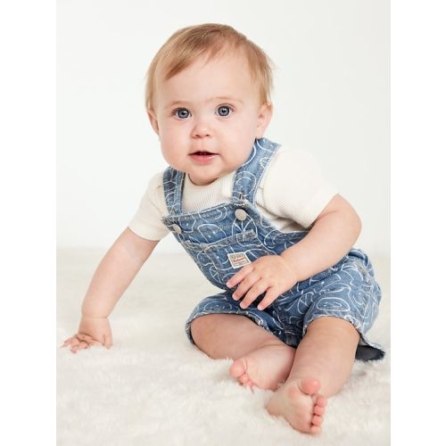 Loose Printed Jean Shortalls for Baby