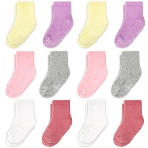 Cozyway Crew Cotton Baby Socks - 12 Pack Stretch Newborn Socks, Baby Socks 0-6 Months, Girls Multicolor, 0-6 Months