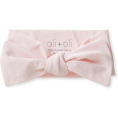 Ali+Oli Baby Headwrap with Knotted Bow – Soft Stretchy Organic Cotton Hairband for Newborn & Toddler Girls, Comfortable Infant Headband