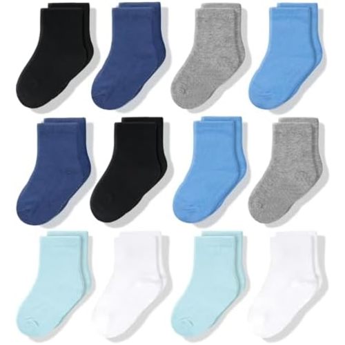 CozyWay Baby & Toddler Socks Crew Comfy Cotton Socks For Girls and Boys Babies Soft & Breathable Infant - 12 Pack