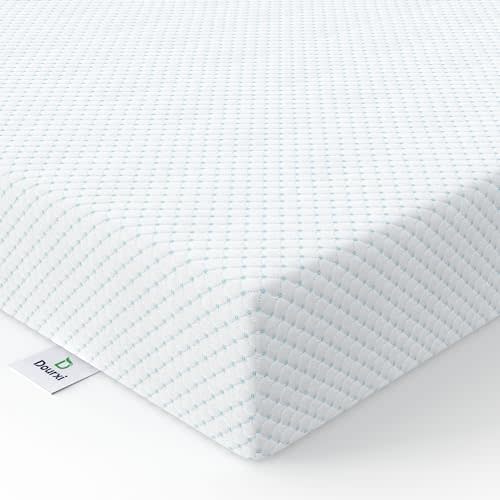 Dourxi Mini Crib Mattress, 38x24x4 Inch Portable Crib Mattress, Two-Stage Memory Foam Mattress for Baby and Toddler, Baby Mattress with Removable Waterproof Cover, Fits Mini Size Cribs