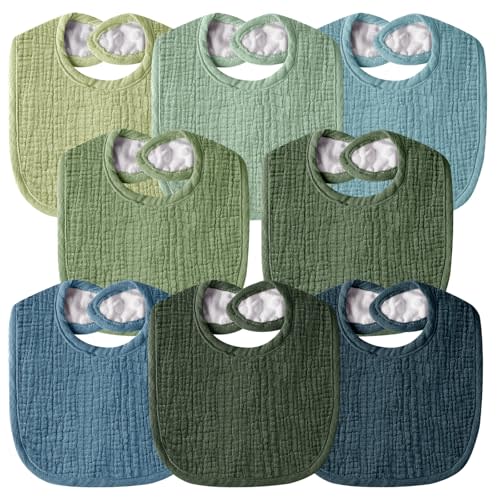 Wrrernsin Muslin Baby Bibs for Unisex Boys Girls, Cotton Drool Bibs, Adjustable Newborn Bibs for Drooling and Teething