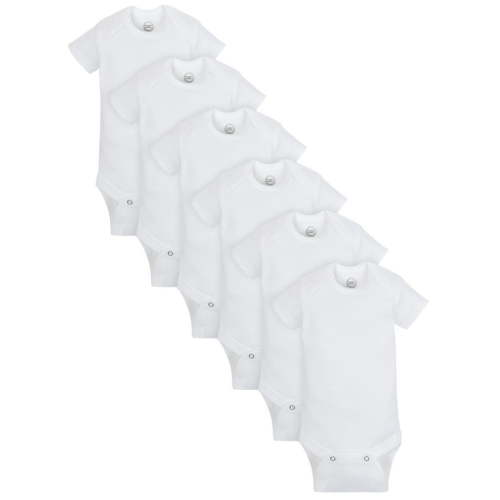 Wonder Nation Baby Neutral Cotton White Short Sleeve Bodysuits, 6-Pack, Newborn-24M