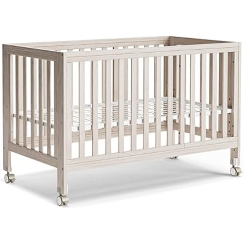 EvoNest Baby Crib, 11 in 1 Convertible Standard Full Size Crib with Wheels, 100% New Zealand Pinewood Growing Bed, 4 Adjustable Mattress Heights