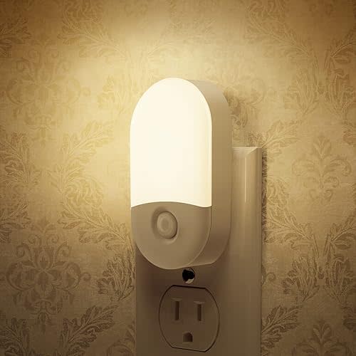 L LOHAS LED Night Lights Plug into Wall, [𝟐 Pack] LED Dimmable Night Light with Light Sensors, 30/60LM Adjustable Brightness Nightlights, Soft White 3000K Automatic Night Light for Kid, Hallway