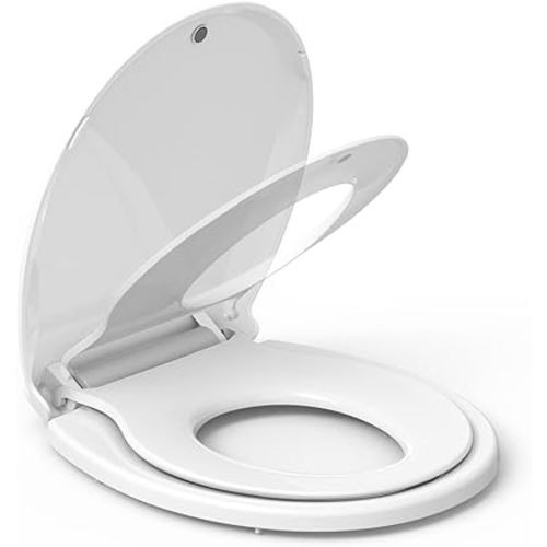 Toilet Seat with Toddler Seat,17” Toilet Seat Cover - Toddler Potty Training Seat Built-In, Soft-Close PP with Durable Hinges, Release with Hardware,Easy to Install