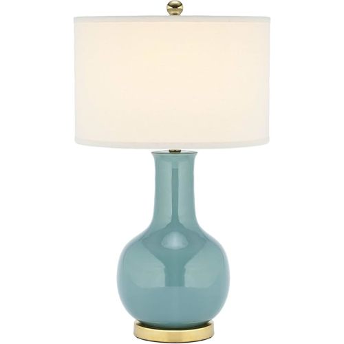 SAFAVIEH Lighting Collection Paris Modern Light Blue Ceramic 28-inch Bedroom Living Room Home Office Desk Nightstand Table Lamp (LED Bulb Included)