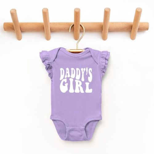 The Juniper Shop Daddy's Girl Wavy Baby Flutter Sleeve Bodysuit - 6 Month - Lavender