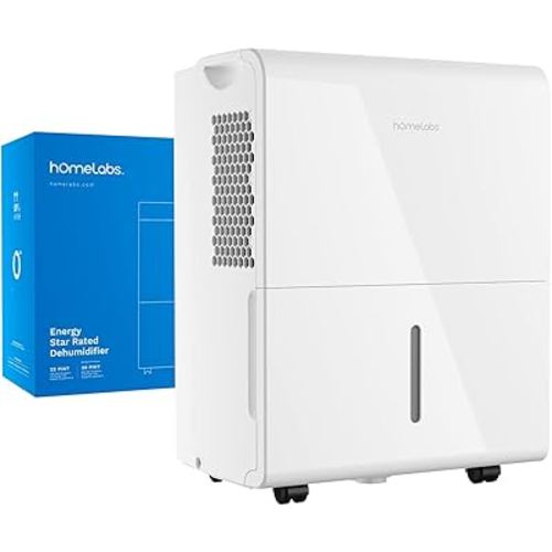 hOmeLabs 1,500 Sq. Ft. WiFi-Enabled Dehumidifier, Small to Medium Size Rooms - Home, Bedroom, Bathroom - Powerful Moisture Removal - 22 Pint (Previously 30 Pint) HME031001N