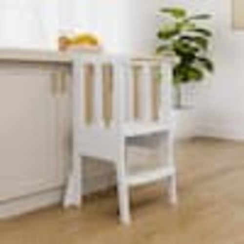Storkcraft Toddler Montessori White with Driftwood Foldable Step Stool 00810-1071