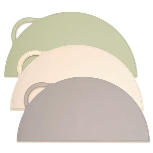 Upward Baby Silicone Suction Mat - Set of 3 Non Slip Silicone Mat - Baby Led Weaning - Kids Placemat for Dining Table High Chair - Toddler Feeding Supplies for Eating - Baby Placemats for Restaurants