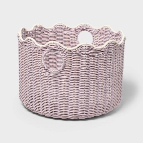 Scalloped Poly Rattan Large Decorative Basket Lavender - Brightroom™