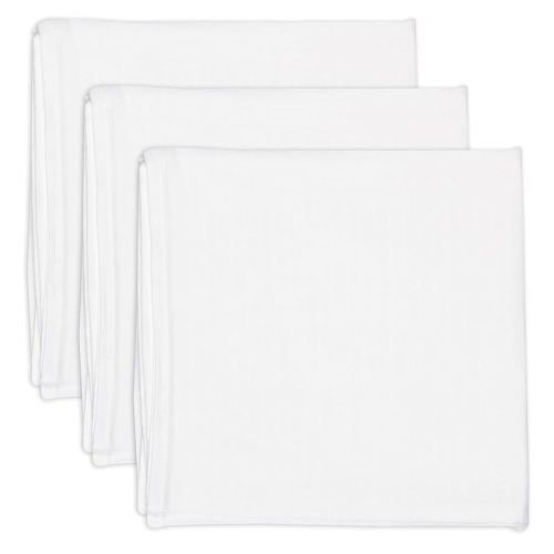 HonestBaby 3-Pack Organic Cotton Swaddle Blankets, Bright White, One Size