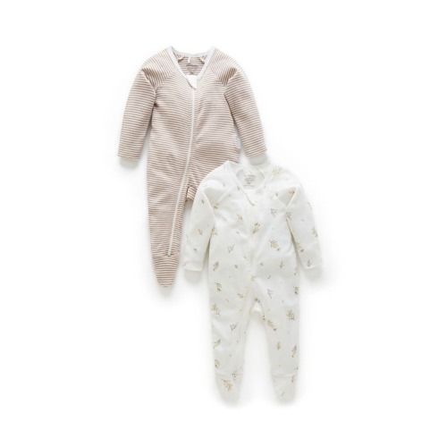 2 Pack Zip Footie, 0-3M