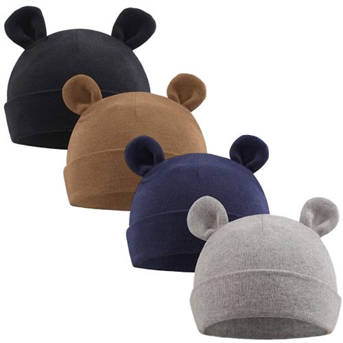 PESAAT Newborn Hospital Hat 0-12Months Preemie Boys Girls Beanie Solid Infant Baby Hats Autumn Winter