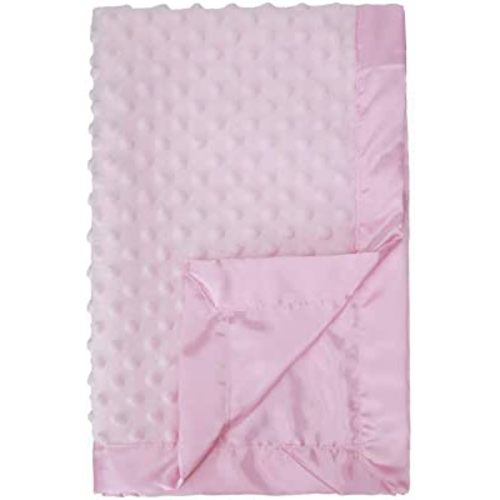 Pro Goleem Baby Soft Minky Dot Blanket with Silky Satin Backing Christmas Baby Gifts for Girls(Pink, 30’’ x 40’’)