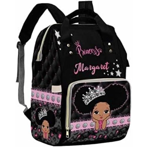 Artsadd Personalized Baby Bag - Large Capacity Diaper Bags with Princess Crown Design, Custom Name Backpack for Daughter or Granddaughter