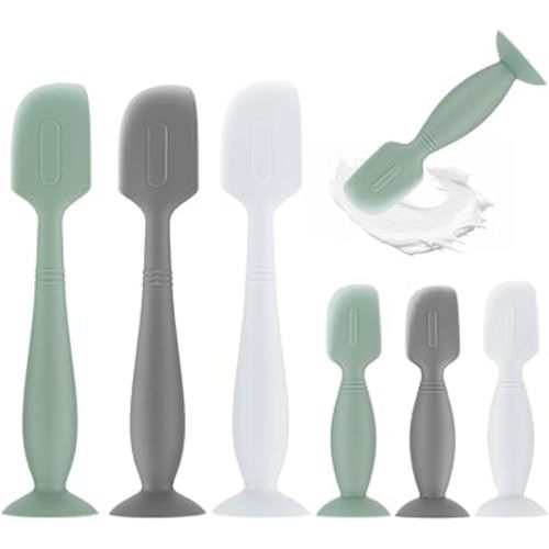 6Pack Baby Diaper Cream Spatula,Soft Silicone Diaper Cream Applicator,Butt Paste Spatula Diaper Cream Brush for Newborn Baby, 3xLarge Size 3xSmall Size(Green/Gray/White)