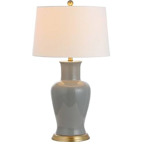 JONATHAN Y JYL4026C Julian 29" Ceramic LED Table Lamp Traditional Transitional Bedside Desk Nightstand Lamp for Bedroom Living Room Office College Bookcase LED Bulb Included, Gray