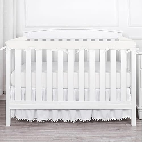 3PC Crib Rail Teething Covers, Soft Collision Strip, Rail Edge Protector, Corner Cover Fits Full-Size Crib, 3PC White