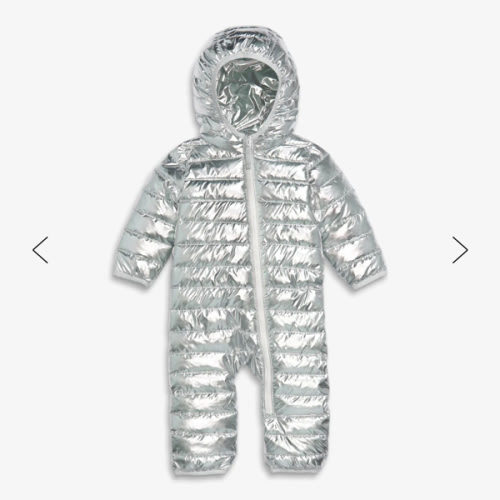 Baby lightweight puffer suit in silver | Primary.com sz 6-12 mom