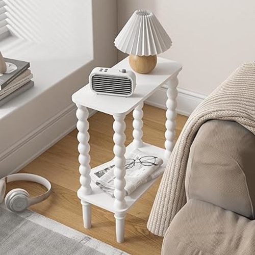 Spindle Side Table, 2-Tier, White