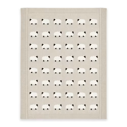 Furry Sheep - Organic Cotton Jacquard Sweater Knit Baby Blanket