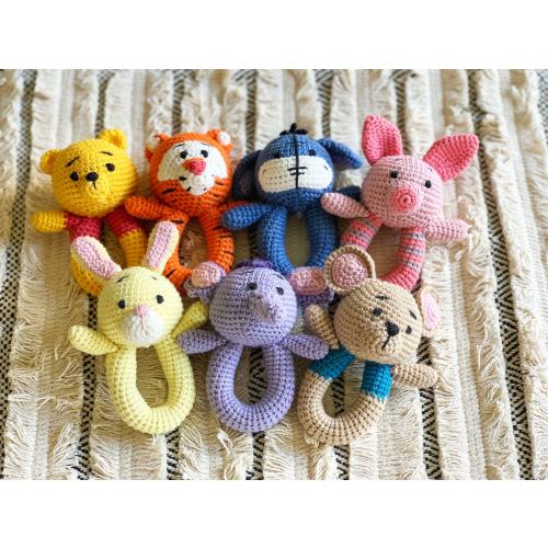 Winnie The Pooh Rattle/ Baby Rattle/ Nursery Toy/ Baby Toy/Teething Toy/ Single/Set of 2,4,8