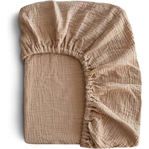 mushie Extra Soft Muslin Fitted Mini Crib Sheet | 24"x 38" (Pale Taupe)