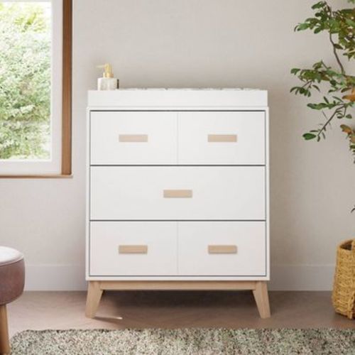 Babyletto Scoot 3-Drawer Changer Dresser - White/Washed Natural