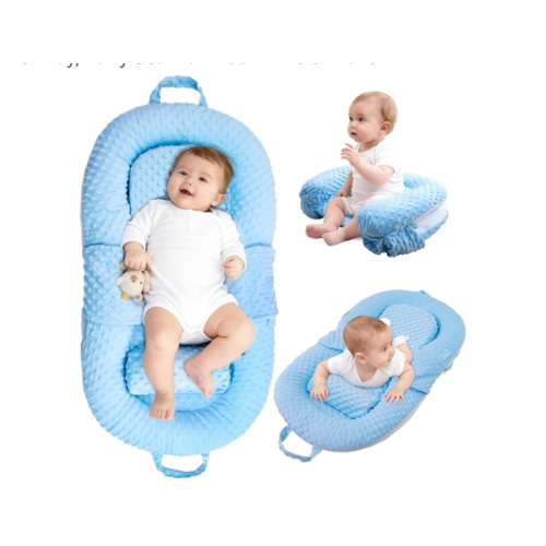 Fordable Baby Lounger for Newborn (Blue), Baby Feeding Pillow, Tummy Time Pillow, for Supervised Rest & Play, Baby Seat for Floor Time & Travel