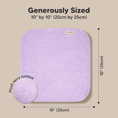 6-Pack Baby Washcloths - Soft Viscose Derived from Bamboo Washcloth, Baby Wash Cloths, Baby Wash Cloth for Newborn, Kids, Bath Baby Towels, Face Towel, Face Cloths for Washing Face(Soft Lilac)
