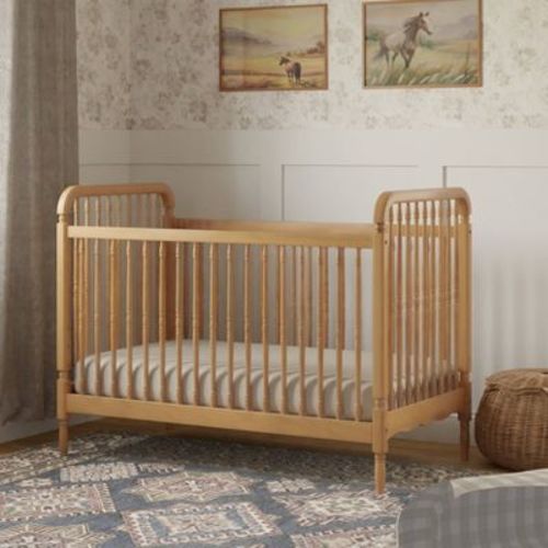 Namesake Liberty 3-in-1 Convertible Spindle Crib with Toddler Bed Conversion Kit - Honey